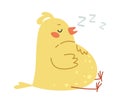 Sleepy yellow chick flat icon