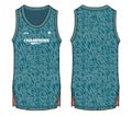 Sleeveless Tank Top Basketball jersey vest design flat sketch illustration template, abstract print sports jersey concept with