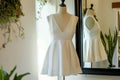 sleeveless vneck summer dress on mannequin, in front of a mirror Royalty Free Stock Photo