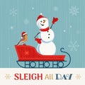 Sleigh all Day winter fun invitation vector poster Royalty Free Stock Photo