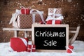 Sleigh With Gifts, Snow, Snowflakes, Text Christmas Sale
