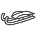 Sleigh for luge line icon, Winter sport concept, Snow sleigh sign on white background, Sled icon in outline style for