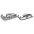 Sleigh for luge line and solid icon, Winter sport concept, Snow sleigh sign on white background, Sled icon in outline