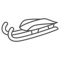 Sleigh for luge thin line icon, Winter sport concept, Snow sleigh sign on white background, Sled icon in outline style