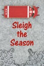 Sleigh the Season message with red and white winter sled