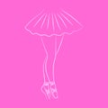 Slender ballerina feet on a pink background