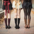 Slender female legs, retro image in old vintage form. Royalty Free Stock Photo