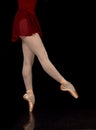 slender legs of a ballerina in ballet shoes. Royalty Free Stock Photo