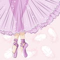 Slender legs in ballet slippers. Royalty Free Stock Photo