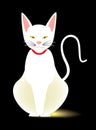 Slender white cat, abstract