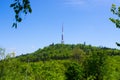 Sleza mountain with TV tower, Lower Silesia, Poland Royalty Free Stock Photo