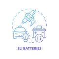 SLI batteries blue gradient concept icon