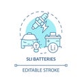 SLI batteries soft blue concept icon