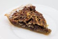 Slice of an American Style Pecan Pie on a White Plate Royalty Free Stock Photo