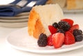 Slice of Angel Food Cake with fresh fruit Royalty Free Stock Photo