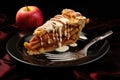 slice of apple pie with fork on dessert plate Royalty Free Stock Photo