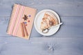 Slice of apple pie and recipe book Royalty Free Stock Photo