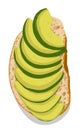 Slice of avocado lined up bread toast Royalty Free Stock Photo