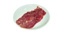 slice beef shank raw food on plate isolated in white background