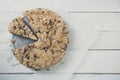 Berries cheesecake coffee cake on wooden table