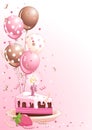 Slice Of Birthday Cake With Balloons Royalty Free Stock Photo