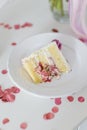 Slice of birthday cake with berries Royalty Free Stock Photo