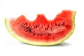 Slice of bitten watermelon on white Royalty Free Stock Photo