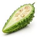 Slice of bitter melon isolated on transparent background Royalty Free Stock Photo
