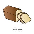 Slice black bread, Fresh bread, flat design element