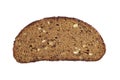 Slice of black bread with sunflower seeds, nuts, raisins and dried fruit Royalty Free Stock Photo