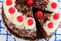 Slice of blackforest cake gateau Royalty Free Stock Photo