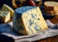 Slice of blue cheese or Roquefort