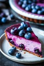 Slice of Blueberry Cheesecake With Fresh Berries on a White Plate, Elegantly Presented Royalty Free Stock Photo