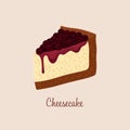 Slice of Blueberry cheesecake vector illustration