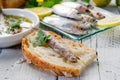 Slice bread with anchovy