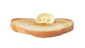 Slice of bread with butter curl isolated Royalty Free Stock Photo