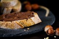 Slice of bread with chocolate hazelnut spread Royalty Free Stock Photo