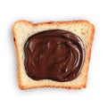 Slice of bread with a chocolate hazelnut spread Royalty Free Stock Photo