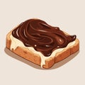 Slice of bread with chocolate spread vector isolated illustration