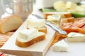 Slice of bread with cream cheese and butter for breakfast Royalty Free Stock Photo
