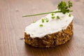 Slice of Bread with creme fraiche Royalty Free Stock Photo