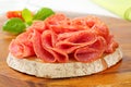 Bread with dry salami Royalty Free Stock Photo