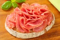 Bread with dry salami Royalty Free Stock Photo