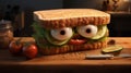 Pixar Style Sandwich With Eerily Realistic Rendered Eyes