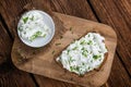 Slice of Bread with fresh made Herb Curd Royalty Free Stock Photo