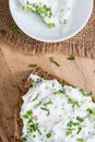 Slice of Bread with fresh made Herb Curd Royalty Free Stock Photo