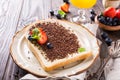 Slice of bread with hagelslag chocolate sprinkles Royalty Free Stock Photo