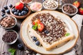 Slice of bread with hagelslag chocolate sprinkles Royalty Free Stock Photo