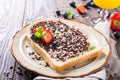 Slice of bread with hagelslag chocolate sprinkles Royalty Free Stock Photo