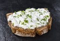 Slice of Bread with Herb Curd Royalty Free Stock Photo
